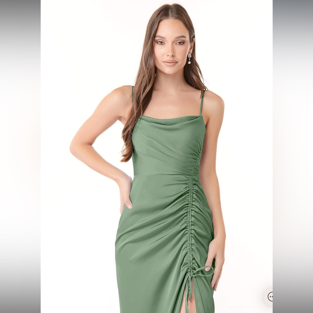 BRAND NEW! Never worn, tags attached Azazie Dinae in color Matcha